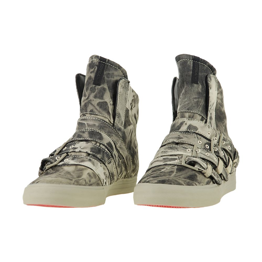 Baskets Montantes Supra Strapped 2 Grise Acid Wash Denim Homme | EMG-94111448